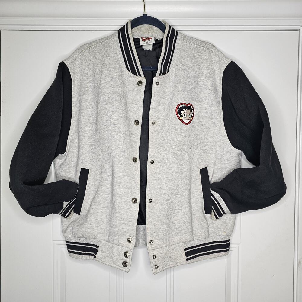 Betty Boop Gray and Black Varsity Jacket Pudgy 2005 Snaps
